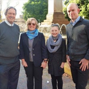 Photo: Terry Polglase, Tasmanian President – Australian Education Union; parent Deirdre Murray and daughter Ella; Richard Griggs, Tasmanian Director of Civil Liberties Australia;  